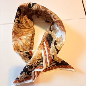 Elegant Paisley Scarf in Brown and Gold 22.5/22.5 inches Cotton